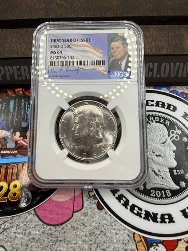 1964 D 50C kennedy half dollar NGC MS64 First Year Issue
