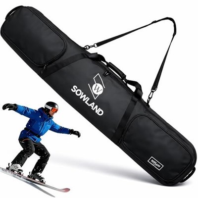 Padded Snowboard for Air Travel, Reinforced Double Snowboard Ski 165cm Black