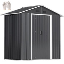 Outsunny 6.5x3.5ft Metal Garden Shed for Garden and Outdoor Storage, Dark Grey