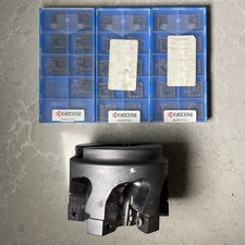 KYOCERA 4" O.D. 90 DEG FACE MILL MSRS90400R-1-6T 1 1/2 PILOT WITH 27 Inserts
