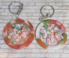Vibrant Round Resin Shaker Keychain