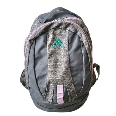 Adidas Gray Backpack with Pink Accents Extra Large Capacity Multiple Pockets