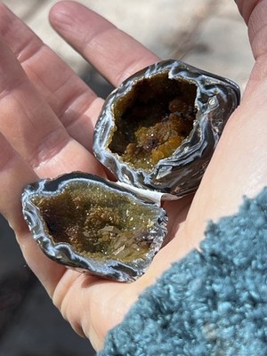 Achat Schmuck / Schmuck Ring Halter Druzy Geode Kristall Paar AAA+ 31 selten