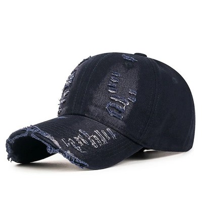 Coole Mode Damen Herren Ripped Denim Baumwoll Baseballcap Unisex  Für Damen und