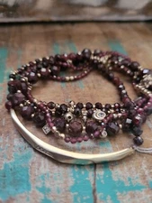 Kendra Scott Supak Maroon RED & Gold Spinel Beaded Bracelet Set