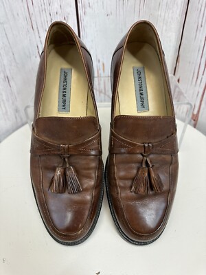 MENS JOHNSTON & MURPHY BROWN LEATHER TASSEL LOAFERS SIZE 9.5  display picture 1