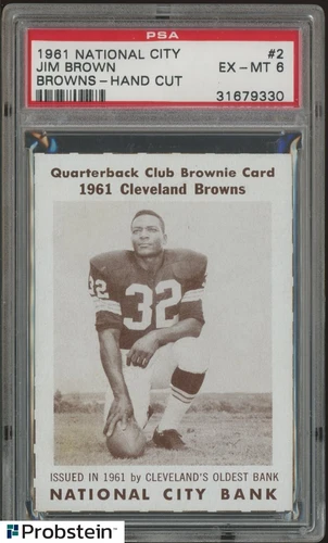 1961 National City Football #2 Jim Jimmy Brown Browns HOF PSA 6 EX-MT