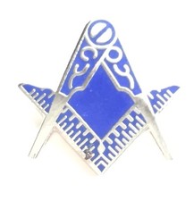 Masonic Square and Compass Crested Enamel Lapel Pin Badge