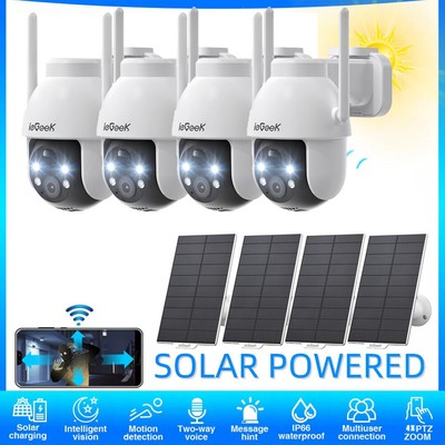 ieGeek 3MP 360° PTZ Überwachungskamera WLAN Außen Kabellos Akku Kamera Solar PIR