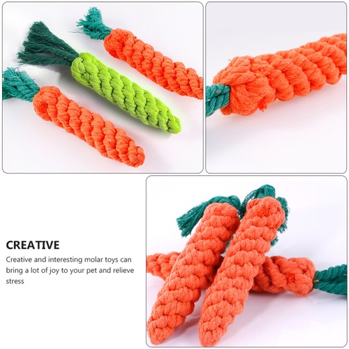Carrot Chew Toys Carrot Rope Dog Toy Cotton Rope Chewing Toy Small Dog Toys - Picture 4 of 12