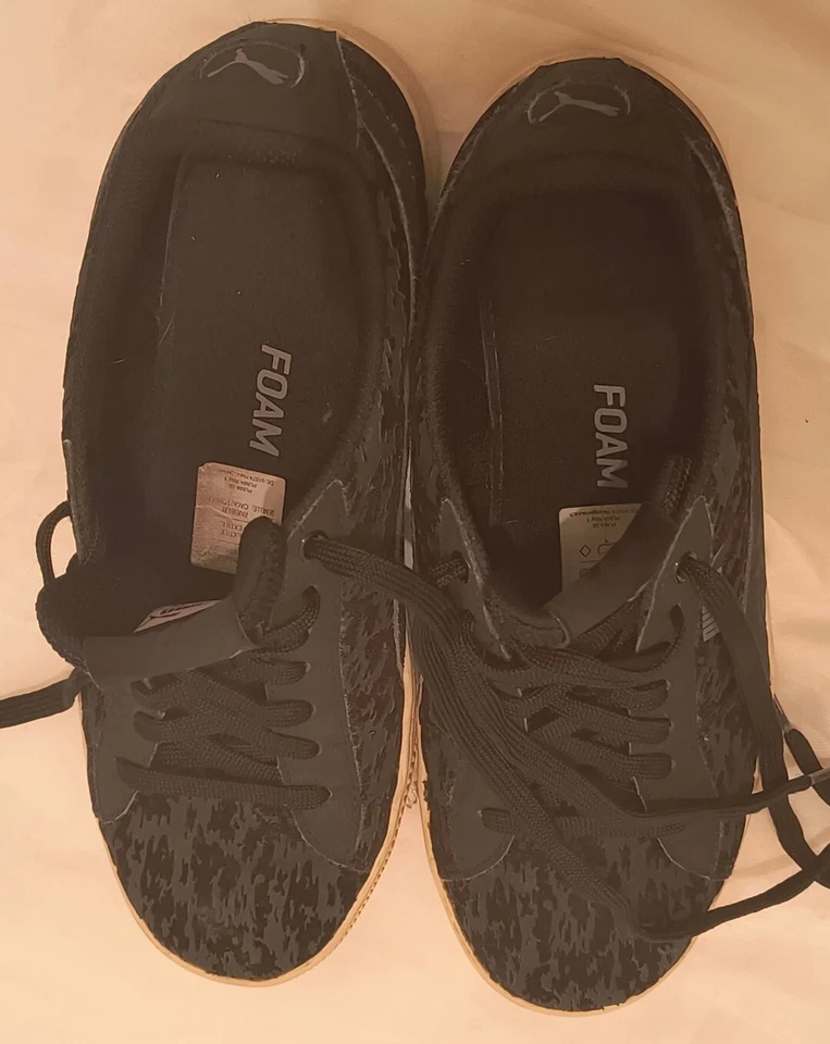 PUMA Vikky Platform Velvet Black Sneaker Women Shoes Size 4 UK 37 EU 363730 02 - Image 3 of 4