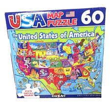 CRAZART USA MAP PUZZLE 60 PIECES KIDS UNITED STATES AMERICA CAPITALS 8.75 X 11.2