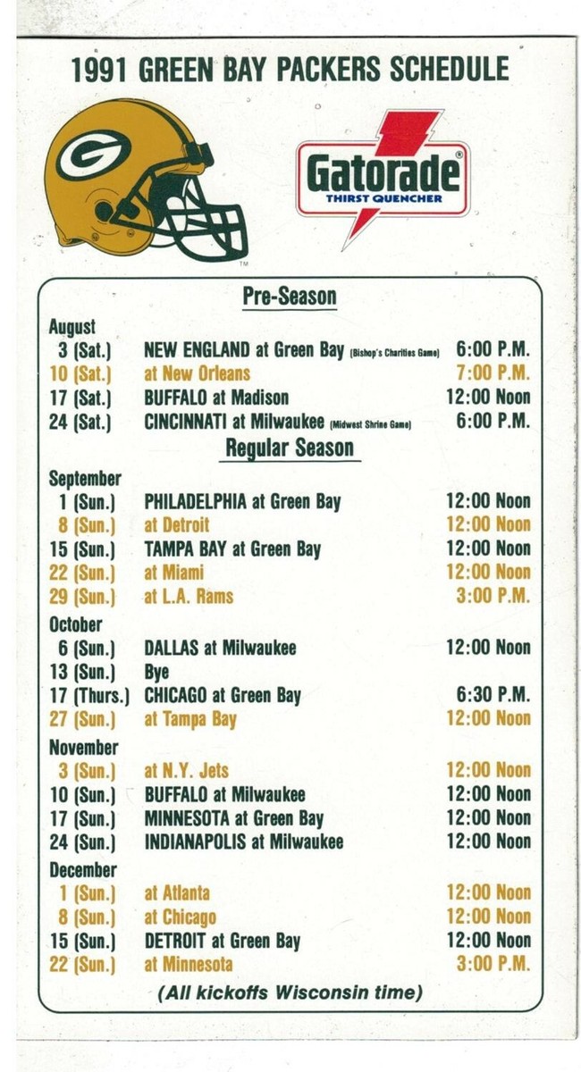 1991-green-bay-packers-refrigerator-magnet-schedule-ebay