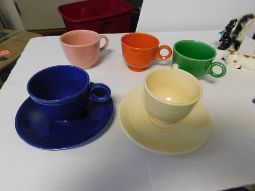4 HOMER LAUGHLIN FIESTA COFFEE/TEA CUPS~Trio of Colors!