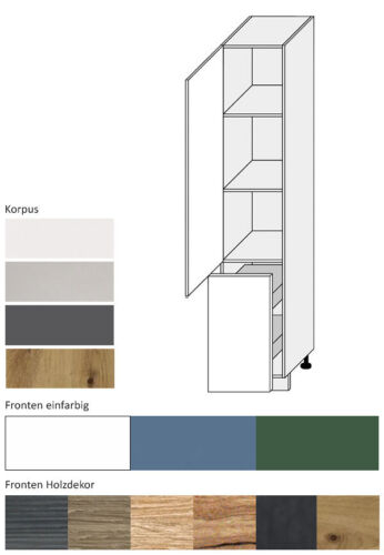 Apothekerschrank Hochschrank Auszug 40cm matt Farbe wählbar SI-2D14K/40/KARGO - Bild 1 von 18