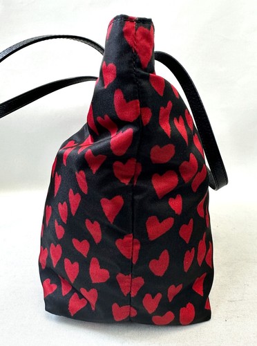 RED VALENTINO Rojo Corazón Estampado Tachonado Negro Cuero Correa Bolso Bufanda Conjunto - Imagen 4 de 14