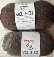 2 large skeins of Wool select yarn - color brown - wool blend