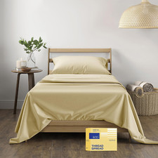 Egyptian Cotton Twin Sheets - 600 TC, Soft Cooling Sateen, Deep Pocket - Sand