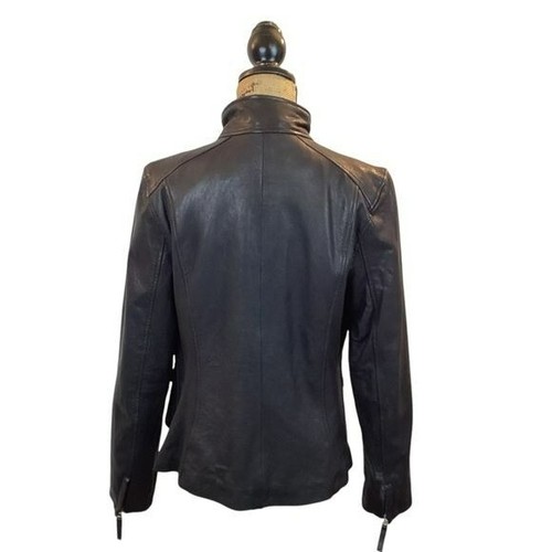 Lucky Brand Jacket Womans XL Leather Full Zip Moto Jacket Vintage Black Unique - Picture 7 of 11