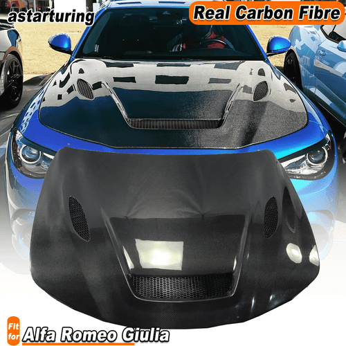 For Alfa Romeo Giulia 2017-20 Carbon Fiber Front Bonnet Engine Bumper Lid Cover 