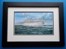 FRAMED SHIPPING PRINT  CARNARVON CASTLE SECOND WORLD WAR
