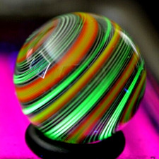 BRYAN TRILLAS GLASS MARBLE/.807"-BLACKLIGHT FIERY ZEBRA w/LOBING-WORLDWIDE FAST