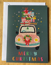 Diamond Dotz-Merry Christmas Greeting Card + Envelope-Beaded-Car-Blank Inside