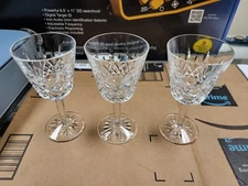 Set of 3 Waterford Crystal Rosslare (Cut) 6" Claret Wine Glasses ~ Signed