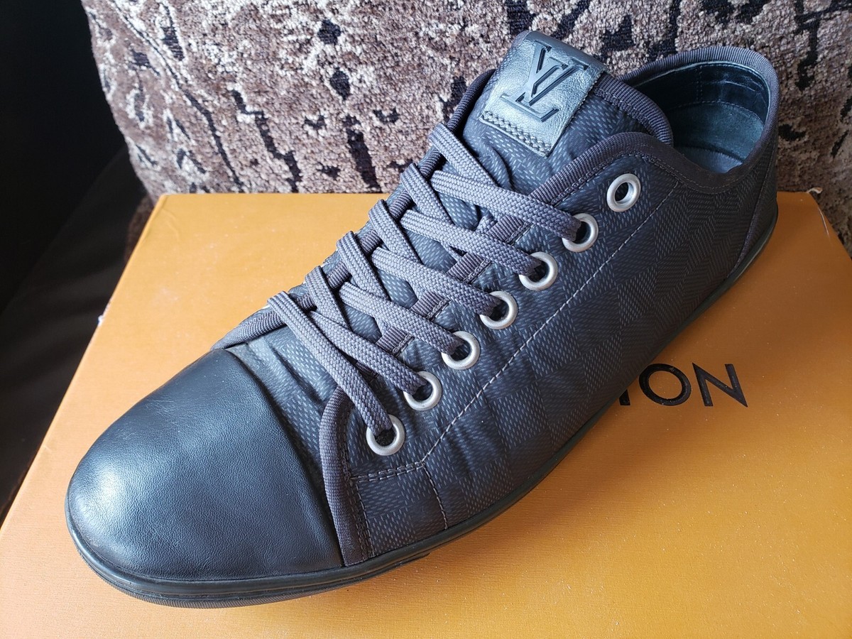 Louis Vuitton Sneakers Black Damier GO 0191  US 10 Louis Vuitton Black Leather and Damier Graphite Canvas High  main image 4