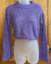 Wild Fable Cropped Long Sleeve Sweater size L large - Purple - NEW