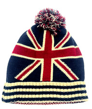 Union Jack Thermal Hats Pom Pom Bobble Winter Knitted UK Flag Beanie Hat Unisex