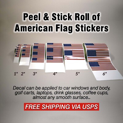 Rolls of Peel & Stick American Flag Stickers