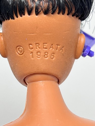 Vintage Clone Barbie Size Fashion Doll 1986 Creata Raven Black Hair In Swimsuit - Picture 14 of 15