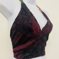 Hippie Halterneck Vest Top Cropped Silk Festival Indian Boho Tie Dye Summer Folk