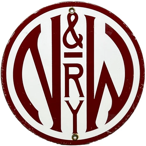 VINTAGE NORFOLK WESTERN RAILWAY PORCELAIN SIGN GAS OIL TRAIN STATION PUMP PLATE