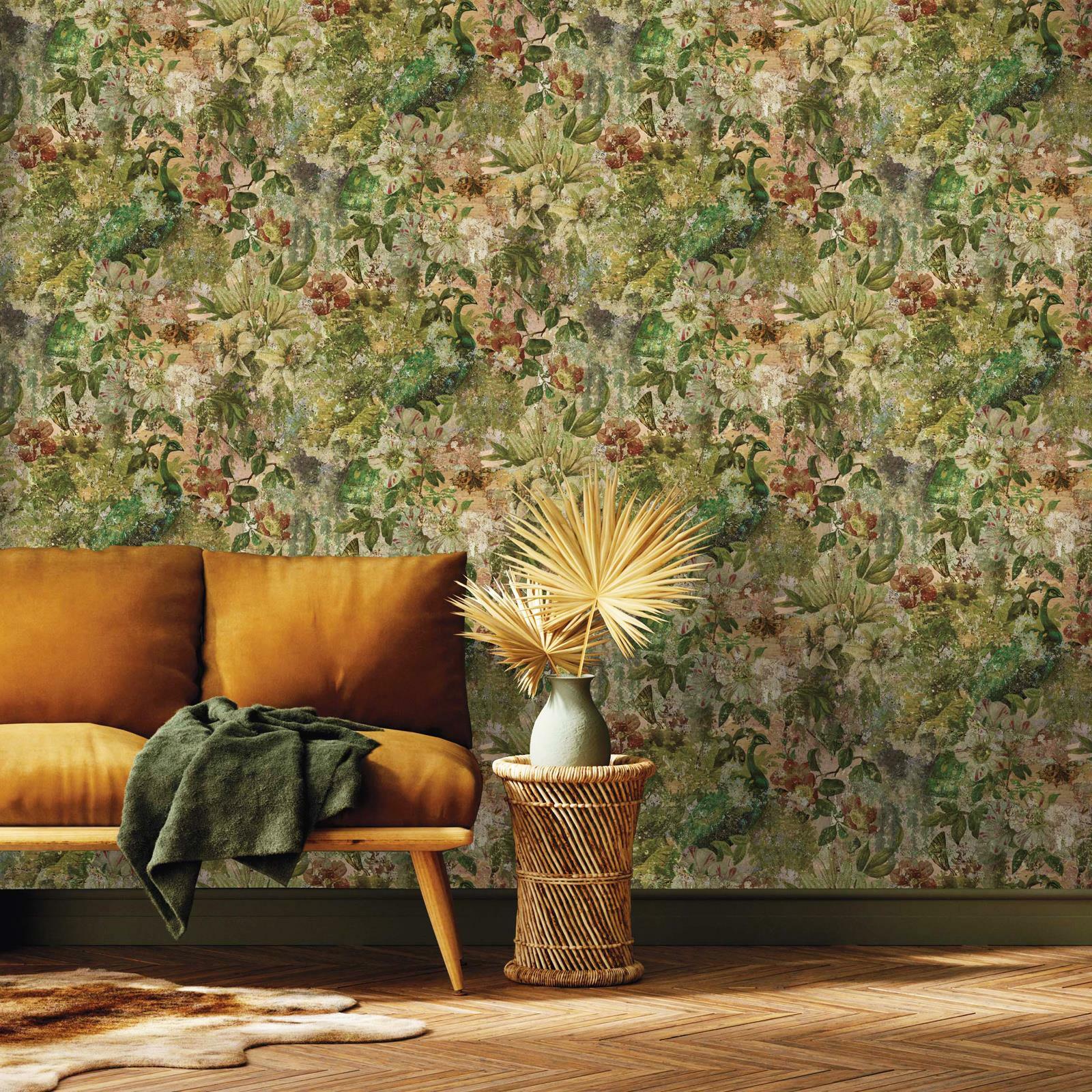 Al di Fuori IN Esotico Vintage Pavone Holden Carta da Parati Multi 13190 Fiori