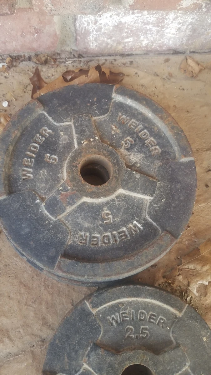 2 Joe Weider 5 Lb 2 2.5 Lb Barbell Olympic Type Weight Plates 1