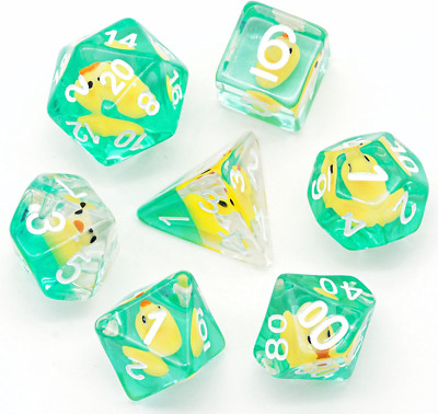 Cusdie 7-Die DND Dice, Polyhedral Dice Set Filled with Animal, Animal Dice Set f