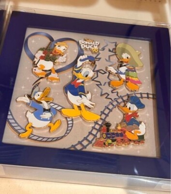 Disney Store DONALD DUCK 90th BIRTHDAY 2024 framed pin badge set