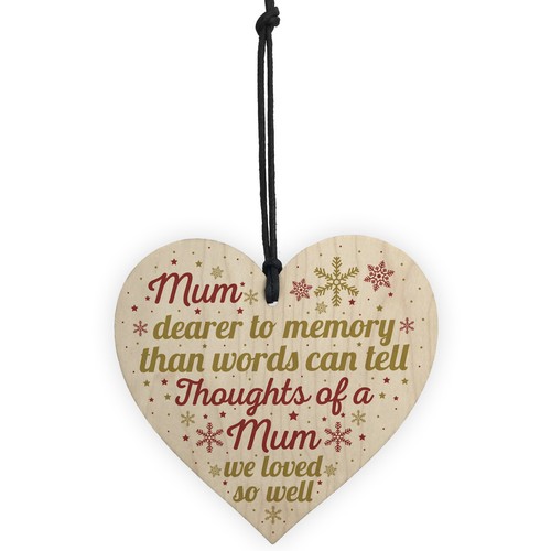 Mum Memorial Christmas Tree Bauble Grave Wooden Hanging Heart Decoration Sign - Picture 5 of 8