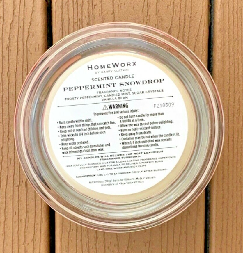 HARRY SLATKIN HOMEWORX "PEPPERMINT SNOWDROP" 18OZ 4WICK CANDLE NWT