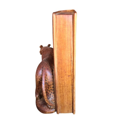 Carved Wooden Tiger Bookends PAIR 2ct African VTG Handmade - Picture 6 of 14