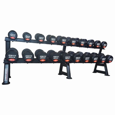 Power Maxx 10kg To 40kg Round Rubber Dumbbell Set With Stand
