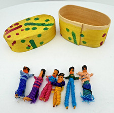 Vintage Guatemalan Worry Dolls Miniature w/ Original Box  Paper Hand Crafted