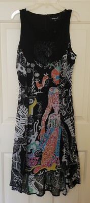 Unique Desigual Art-to-Wear High-Low Dress Picasso Miro Arty Print Sz 36/XS