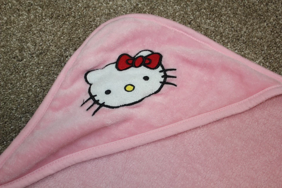 Manta de bebé Just To You Carter's rosa con capucha polar Hello Kitty niñas RARA Foto 3 de 4