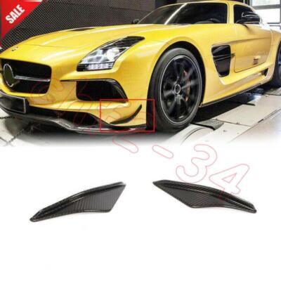 For Benz R197 C197 SLS AMG Carbon Fiber Front Bumper Lip Splitter Canards Fins*2