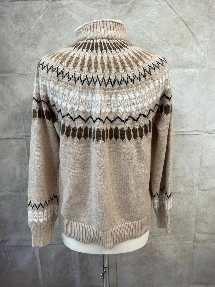 Свитер пуловер Adrienne Vittadini темно-бежевый с ложным вырезом 1/4 на молнии размер XL - Изображение 3 из 4