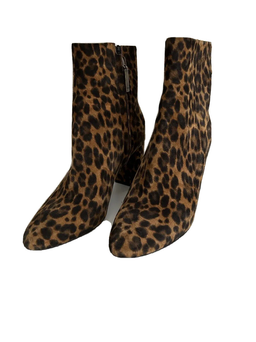 Stivaletti Saint Laurent marroni stampa leopardata pelle scamosciata taglia EU 37 5 US 7