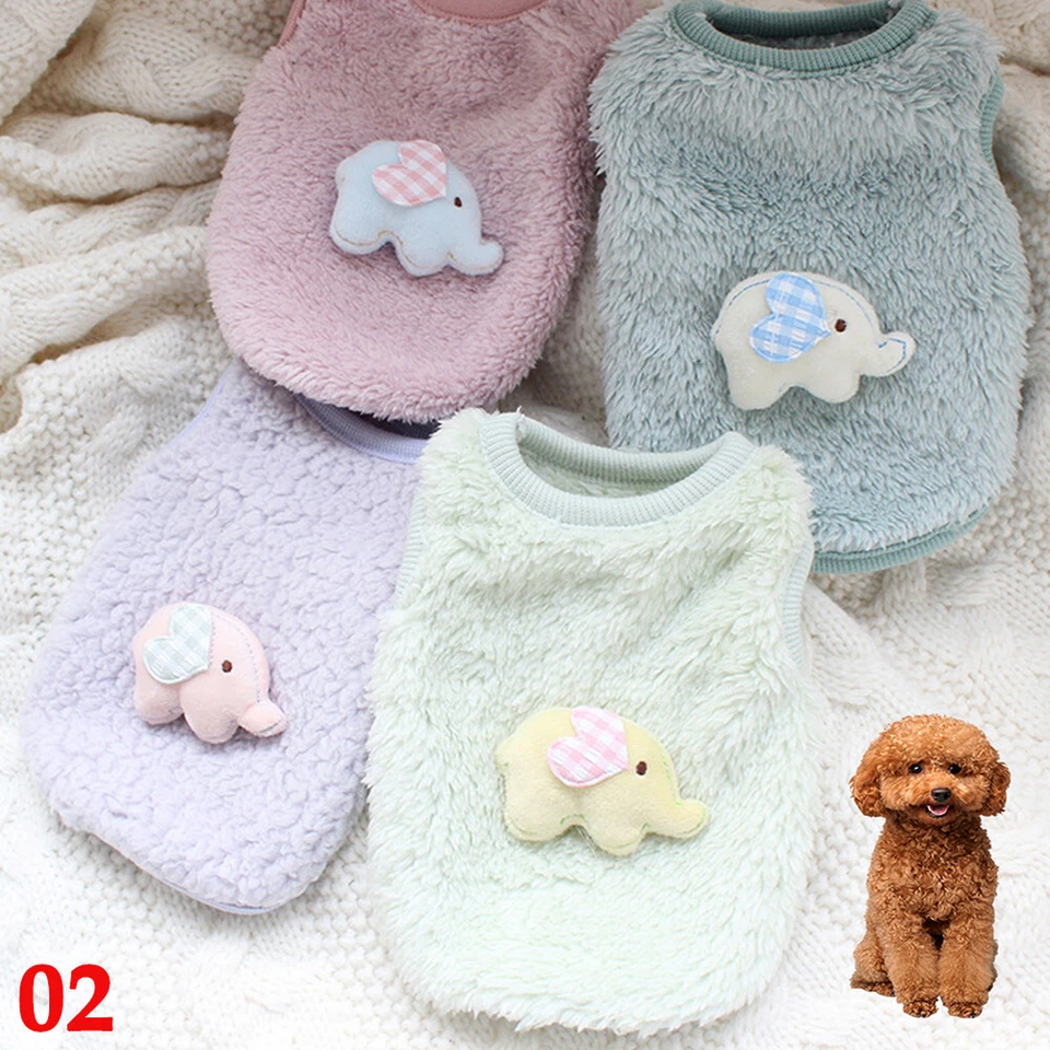 Small Dog Clothes Pet Chihuahua Winter Warm Fleece Vest Cartoon Puppy Cat Coat ! - Image 3 of 4